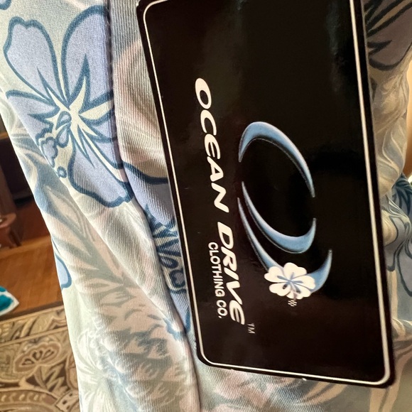 Ocean Drive Halter Top Stretchy Dress Large Blue Hawaiian Print  New - Picture 5 of 9